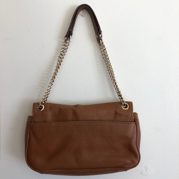 MICHAEL KORS Fulton Small Brown Gold Chain Shoulder Flap Bag - Picture 4 of 16